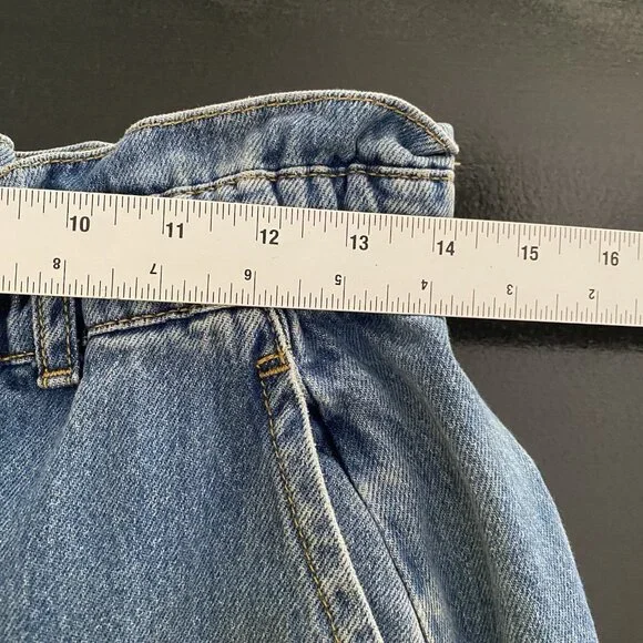 Zara Jeans Women's 8 Baggy Barrel High Waisted Ruffled Paperbag Elastic Waist - Picture 11 of 13